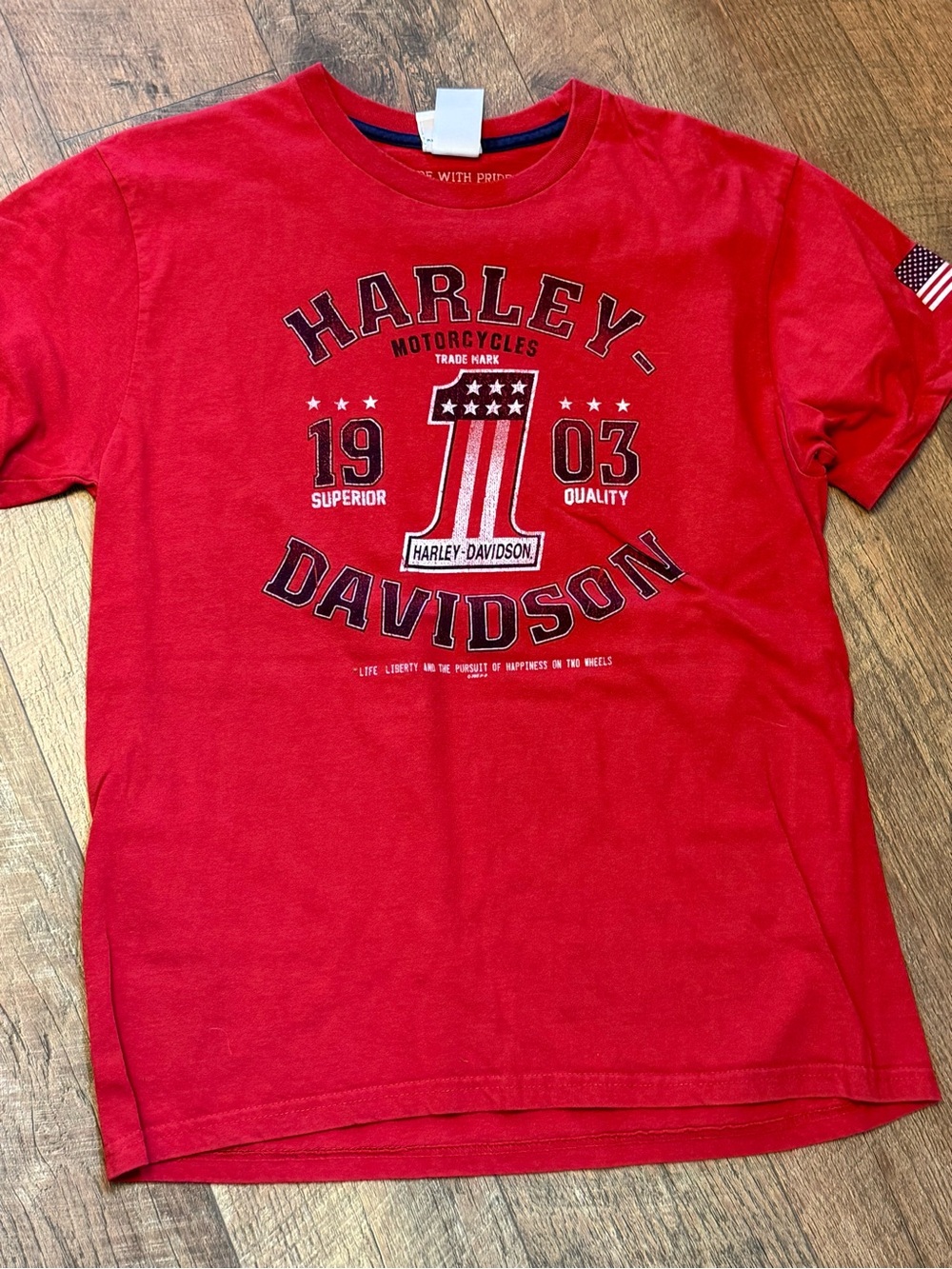 Harley-Davidson Red and Navy Logo Crewneck Tee